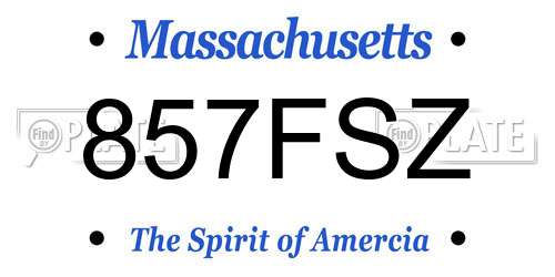 857FSZ Massachusetts License Plate