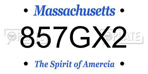 857GX2 Massachusetts License Plate
