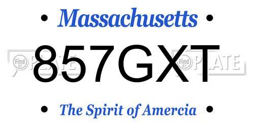 857GXT Massachusetts License Plate