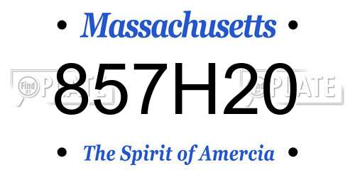 857H20 Massachusetts License Plate