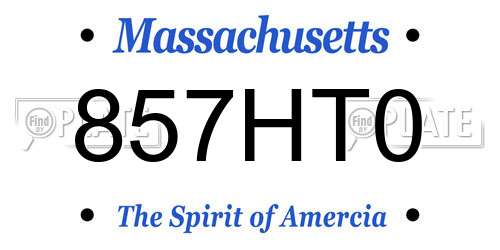 857HT0 Massachusetts License Plate