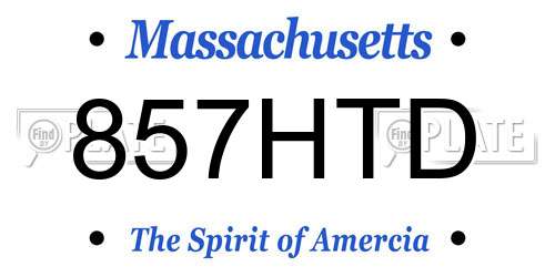857HTD Massachusetts License Plate