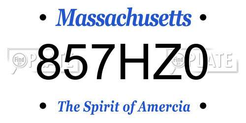 857HZ0 Massachusetts License Plate