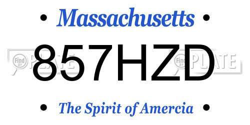 857HZD Massachusetts License Plate