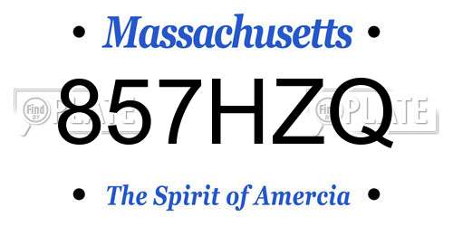 857HZQ Massachusetts License Plate
