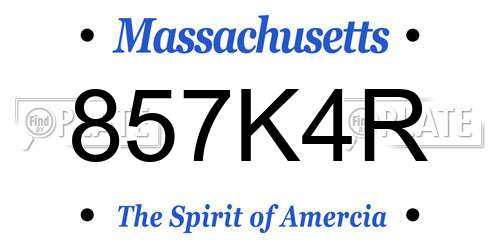 857K4R Massachusetts License Plate