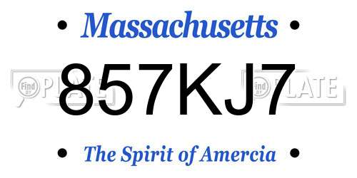 857KJ7 Massachusetts License Plate