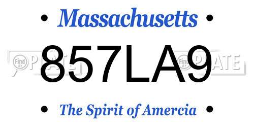 857LA9 Massachusetts License Plate