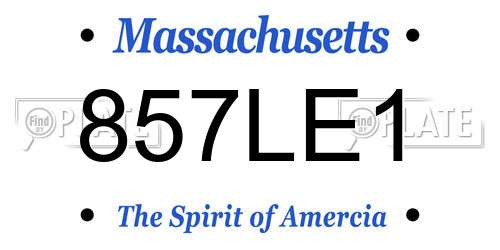 857LE1 Massachusetts License Plate