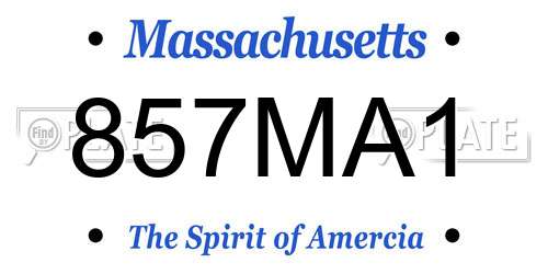 857MA1 Massachusetts License Plate