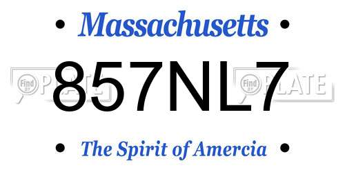 857NL7 Massachusetts License Plate