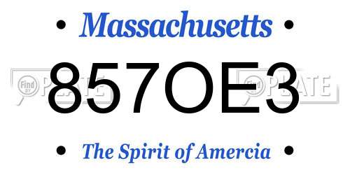 857OE3 Massachusetts License Plate