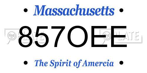 857OEE Massachusetts License Plate