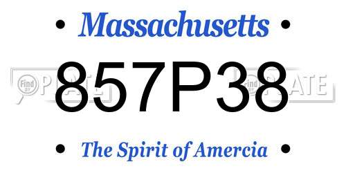 857P38 Massachusetts License Plate