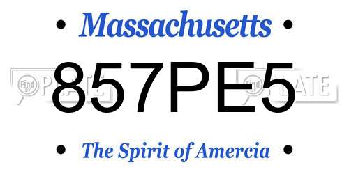 857PE5 Massachusetts License Plate