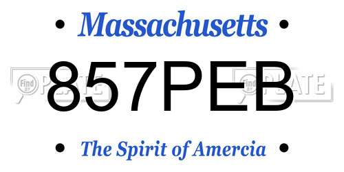 857PEB Massachusetts License Plate