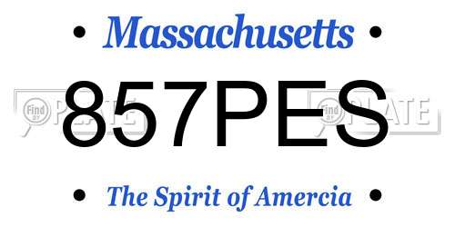 857PES Massachusetts License Plate