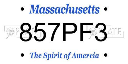 857PF3 Massachusetts License Plate