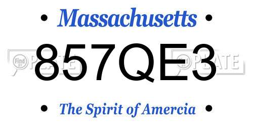 857QE3 Massachusetts License Plate