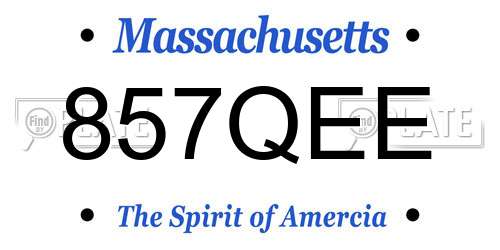857QEE Massachusetts License Plate