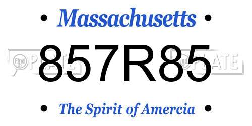 857R85 Massachusetts License Plate