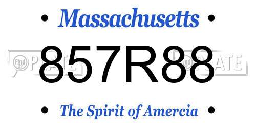 857R88 Massachusetts License Plate