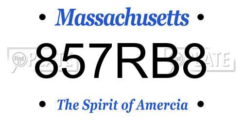 857RB8 Massachusetts License Plate