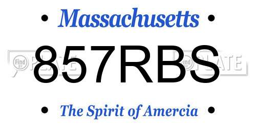 857RBS Massachusetts License Plate