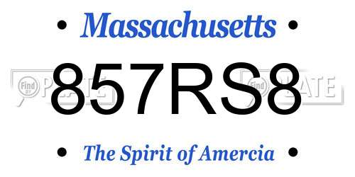 857RS8 Massachusetts License Plate