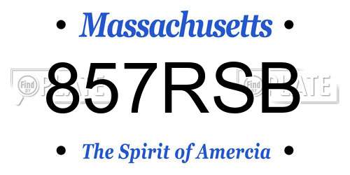 857RSB Massachusetts License Plate