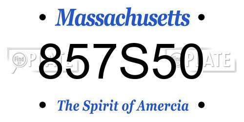 857S50 Massachusetts License Plate