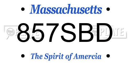 857SBD Massachusetts License Plate