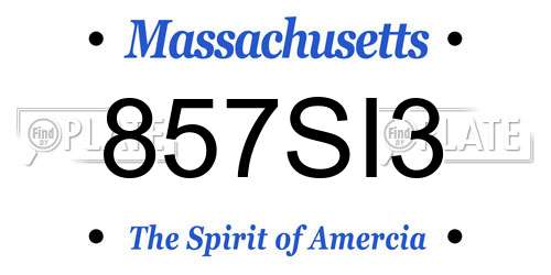 857SI3 Massachusetts License Plate