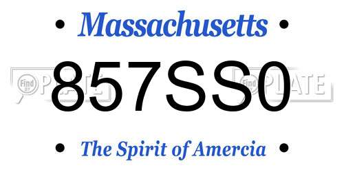 857SS0 Massachusetts License Plate