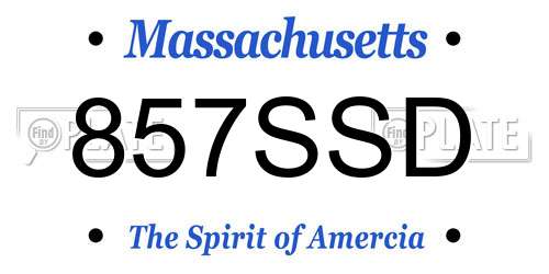 857SSD Massachusetts License Plate