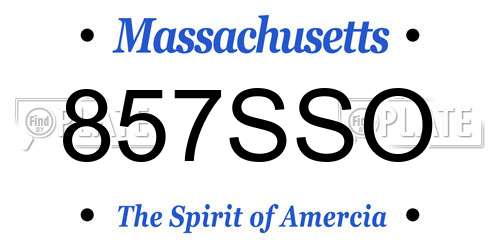 857SSO Massachusetts License Plate