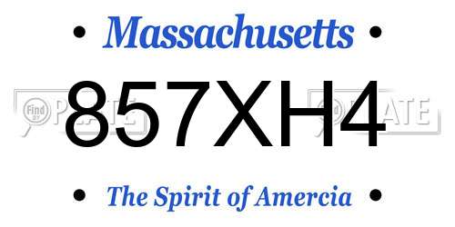 857XH4 Massachusetts License Plate