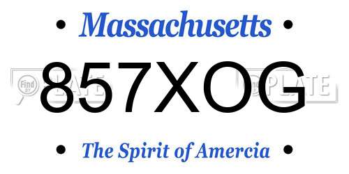 857XOG Massachusetts License Plate
