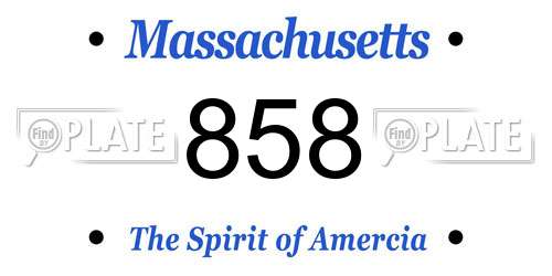 858 Massachusetts License Plate