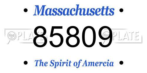 85809 Massachusetts License Plate