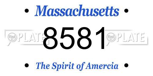 8581 Massachusetts License Plate