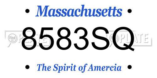 8583SQ Massachusetts License Plate