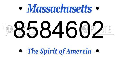 8584602 Massachusetts License Plate
