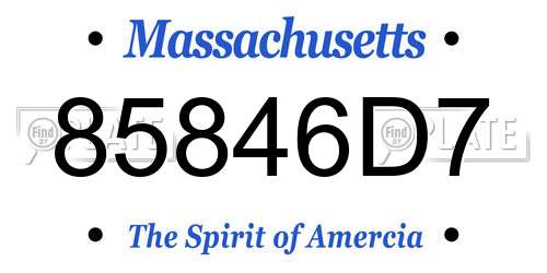 85846D7 Massachusetts License Plate