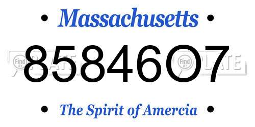 85846O7 Massachusetts License Plate