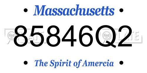 85846Q2 Massachusetts License Plate