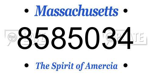 8585034 Massachusetts License Plate