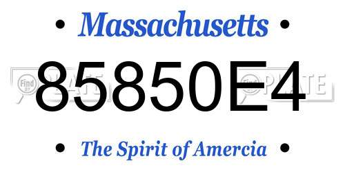 85850E4 Massachusetts License Plate