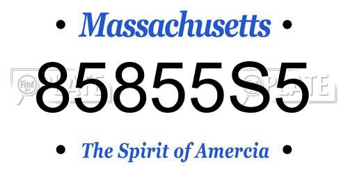 85855S5 Massachusetts License Plate