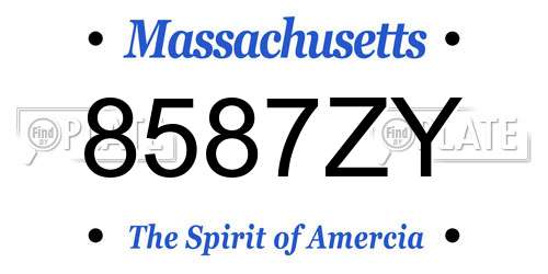8587ZY Massachusetts License Plate